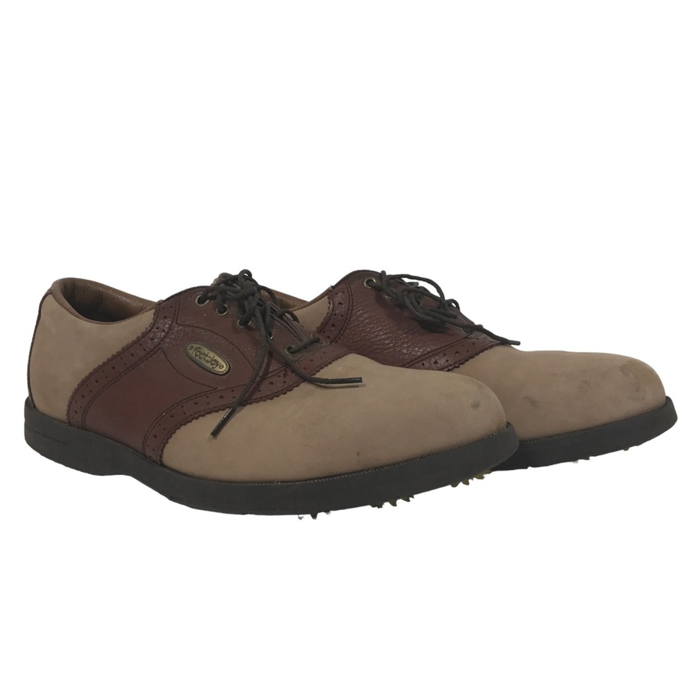 FootJoy SoftJoys Sierra Mens US 9M Brown Tan Golf Shoes Plastic‎ Spikes